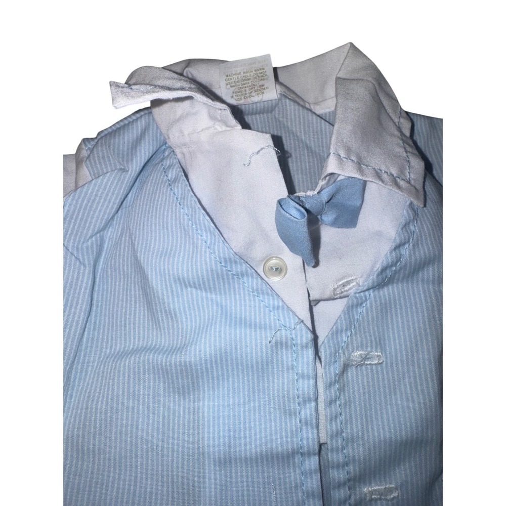 Vintage‎ Baby Boy 2 Pc Outfit Little Angel Sweater Puppy Vest Shirt Blue White - Picture 7 of 9
